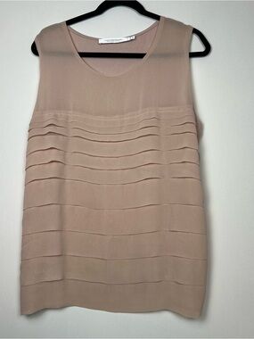 Contemporaine Simons Pleated Tiered Sleeveless Blouse Pink XL